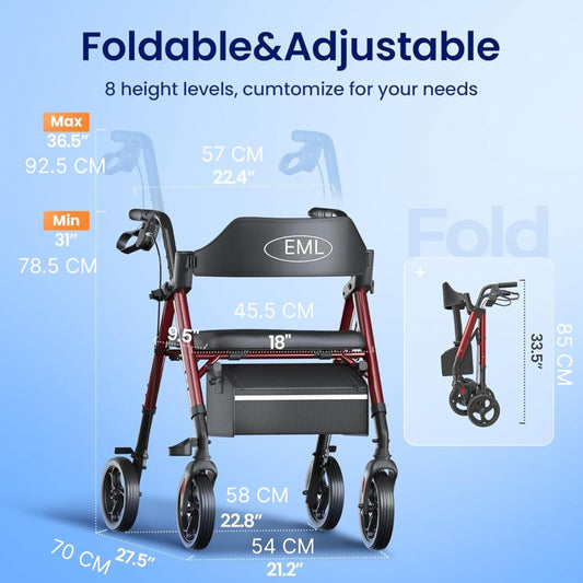 EML Ultimate Comfort Rollator WIth Seat Walking Aid